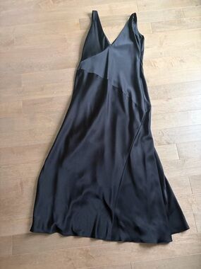 Vintage La Bottega Black Satin V-Neck Slip Dress size 8